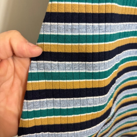 Urban Outfitters Striped Tie Shoulder Ribbed Mini Dress Retro Y2K Multi-Color XS - Picture 10 of 11